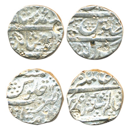 Imtiyazgarh Mint, Silver (2), Rupee, Muhammad Shah and Alamgir II. Counter-marks on both o