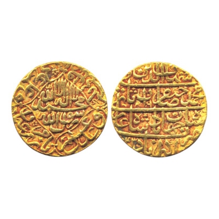 Shah Jahan (AD 1628-1658), Gold, Mohur, Akbarabad Mint, AH 1043/6, lozenge on obv, four-li