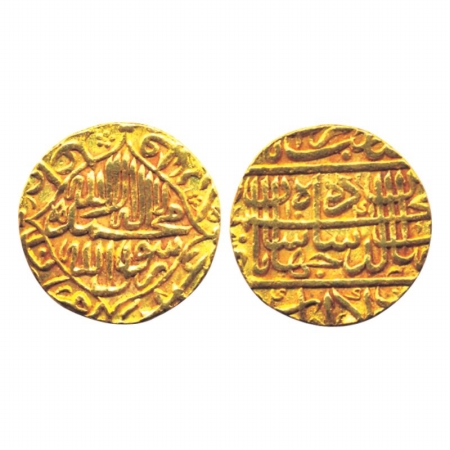 Shah Jahan, Gold, Mohur, Akbarabad Mint, AH 1041/4, lozenge on obv, three-lines on rev (KM