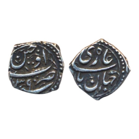 Shah Jahan, Silver, Square, 1/8 Rupee, Ujjain Mint, AH 1039 (KM 239.1). About Extremely Fi