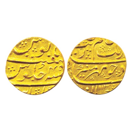 Aurangzeb, Gold, Mohur, Khambayat Mint, AH 1113/45 (KM 315.26). About UNC, Scarce in this 