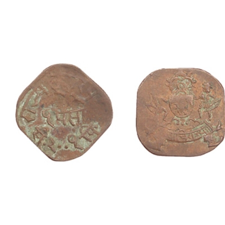 Dungarpur, Paisa Copper, Lakshman singh VS.2001. AD 1944, Rev. 2, bars above P of Paisa Y 