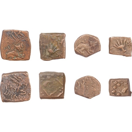 Lunawada, Copper (4) pcs, 2 pcs, 1 paisa, 2 pcs 1/2 paise, In the name of Wakhat Singhji V