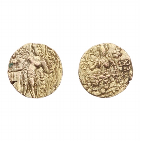 Chandragupta III, ( c. 450-455 AD ), Gold Dinar, 8.1gm, Archer type, Chandra below arm of 