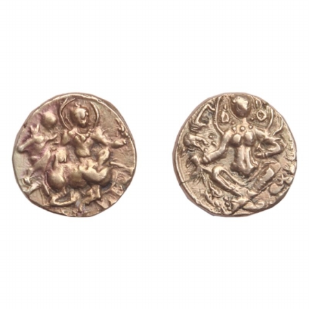 Bengal Shashanka Deva, Circa AD 600-635. Base Gold Dinar, 9.0.gm, Shiva, Nimbate, seated f