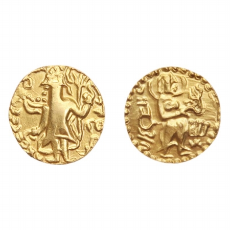 Post-Gupta, Coinage of Bengal, Gold Dinar, 6.4.gm, Raja Jadamarah, imitating the Gupta Coi