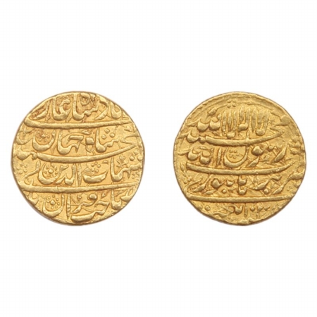 Shah Jahan, Gold Mohur AH 1034, Burhanpur Mint, KM # 254.2, Very Fine + Scarce.