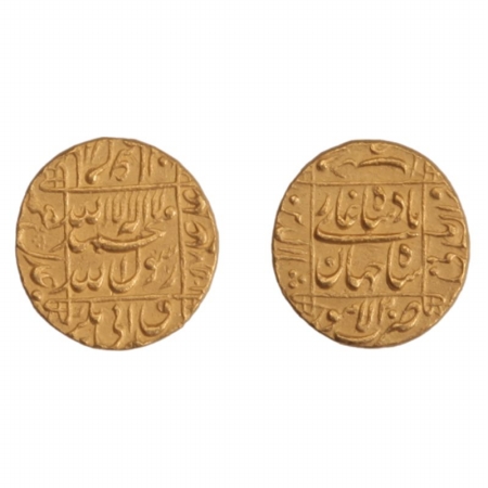 Shah Jahan, Gold Mohur, AH-1057, R.Y.20, Lahore Mint, KM # 260-11, Very Fine +.