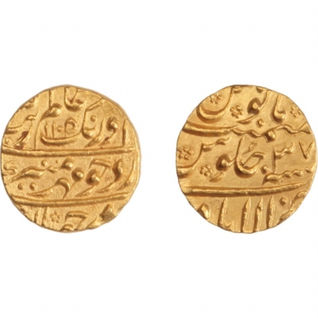 Aurangzeb, Gold Mohur, Allahabad Mint, AH 1195, R.Y.37, KM # 315.9, About Extremely Fine, 