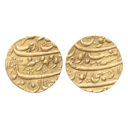 Aurangzeb, Gold Mohur, 10.89g, Dar uz-zafar Bijapur Mint, AH 1101, RY 33. (KM 315.15). Ver