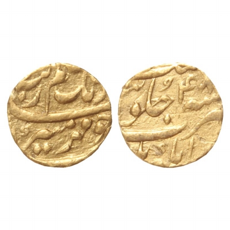 Aurangzeb, Gold Mohur, 10.82g, Jahangir nagar Mint, RY 48. (KM 315.23). Very Fine, Scarce