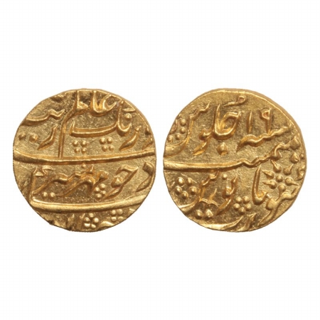 Aurangzeb, Gold Mohur, 11g, Surat Mint, RY 19. (KM 315.45). Extremely Fine