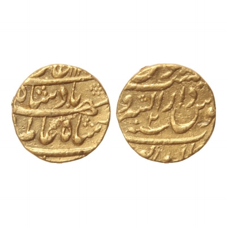 Shah Alam I, Gold Mohur, 10.90g, Dar us-sarur Burahanpur Mint, AH 112x, RY 2. (KM 356.3). 