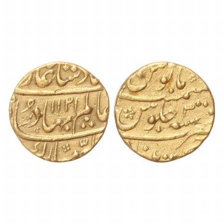 Shah Alam I, Gold Mohur, 10.94g, Khujista Buniyad Mint, AH 1121, RY 4. (KM 356.7). Very Fi