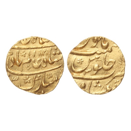 Shah Alam I, Gold Mohur, 10.91g, Peshawar Mint, AH 1121, RY 3. (KM 356.11). Very Fine +, V