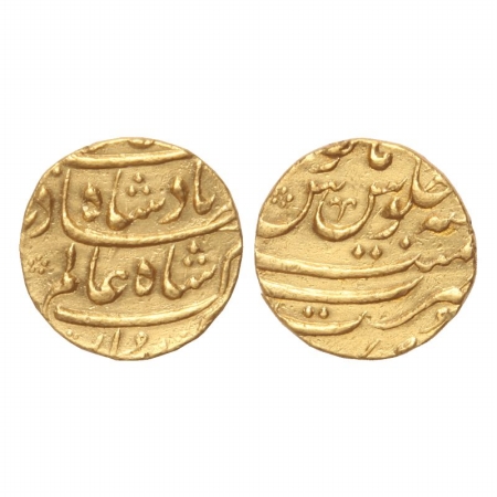 Shah Alam I, Gold Mohur, 11.06g, Surat Mint. (KM 356.14). Very Fine +, Scarce