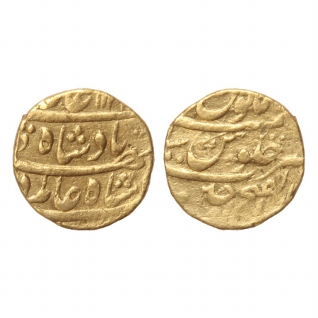 Shah Alam I, Gold Mohur, 10.87g, Dar ul Fath Ujjain Mint, AH 112x. (KM 356.16). Fine, Rare