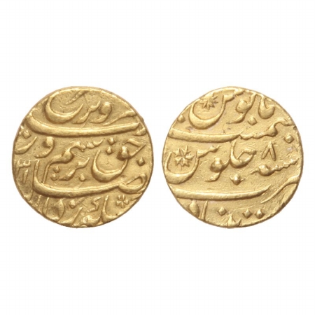 Farrukhsiyar, Gold Mohur, 10.95g, Khujista Buniyad Mint, AH xx31, RY 8. (KM 390.19). Very 