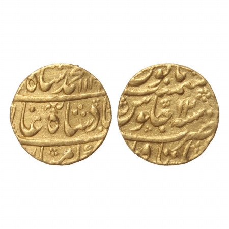 Muhammad Shah, Gold Mohur, 10.88 g, Itawa Mint, AH 114x, RY 12. (KM 438.10). Very Fine