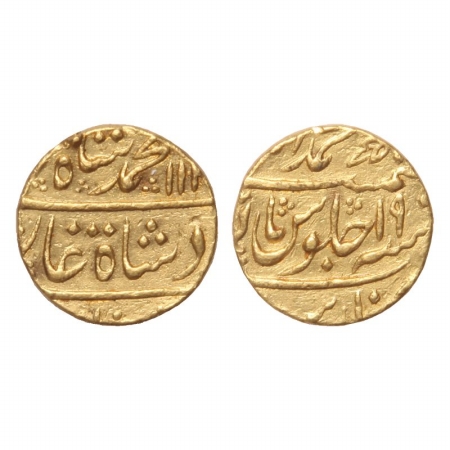 Muhammad Shah, Gold Mohur, 10.91g, Muhammadabad Banaras Mint, RY 19. (KM 438.5). Very Fine