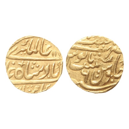 Alamgir II, Gold Mohur, 10.9g, Najibabad Mint (at top), AH 117x, RY 6. (KM 467.11). Very F