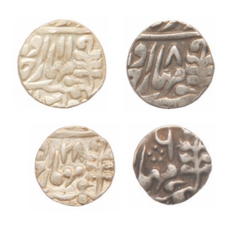 Jaipur,(4) Silver Rupee, 1/2 Rupee, 1/ 4 Rupee and 1/8 Rupee, Madho Singh, 1880-1922 AD. V