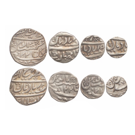 Jaisalmir, (4) Silver Rupee, 1/2 Rupee, 1/4 Rupee & 1/8 Rupee, Frozen regnal year 22. (4) 