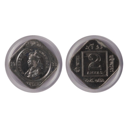 George 5th, 2 Annas Date 1933 (Issue In only Proof), Bombay Mint. (KM 516). PCGS Holder Gr
