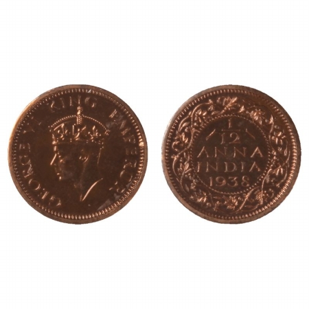 George 6th, 1/12 Anna, Date 1938 (Issue In Only Proof), Calcutta Mint, (KM 527).Uncirculat