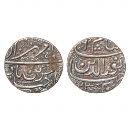 Jahangir, Silver Rupee, Ahmedabad Mint, Couplet Muzaiyan, Month Mihr, AH 1023. (KM 149.2).