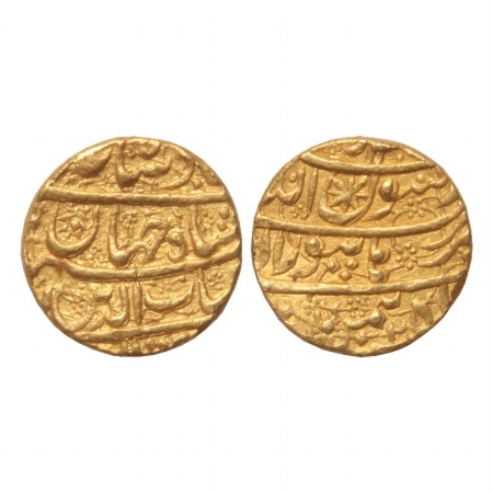Shah Jahan, Gold Mohur, 10.8g, Buhanpur Mint, RY 2, Bahaman Month. (KM 255.2). Very Fine +