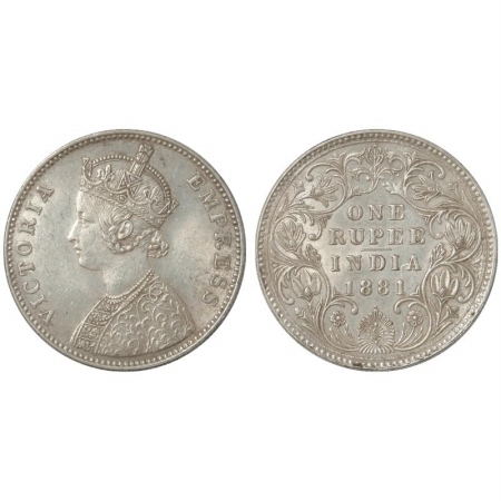 Victoria Empress, Silver Rupee, 1881, Bombay Mint, A3/IV/dot. Scarce, Very Fine +, Unliste