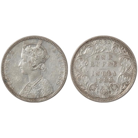 Victoria Empress, Silver Rupee, 1888, Bombay Mint, C2/I, B incuse (Inverted). Rare, Very F