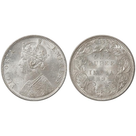 Victoria Empress, Silver Rupee, 1898, Bombay Mint, C2/I, B incuse. (Pr 184) Scarce, Extrem
