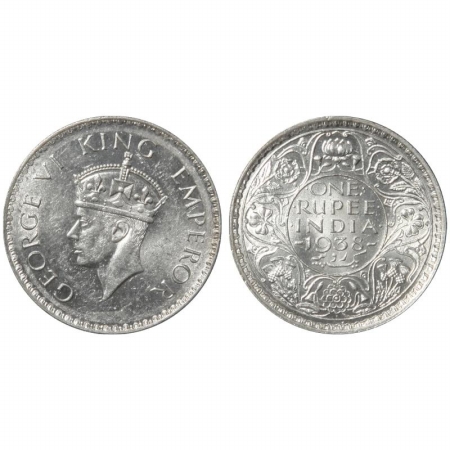 George VI, Silver Rupee, 1938, Bombay Mint, with dot. (Pr 234) Scarce, UNC.