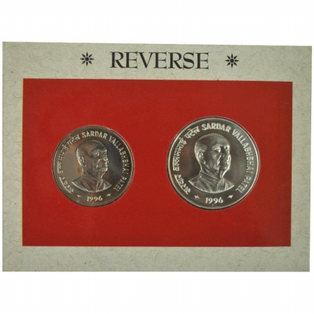 1996, UNC Set of 2 coins, 50 and 100 Rs. Sardar Vallabhbhai Patel, Mumbai Mint. In origina