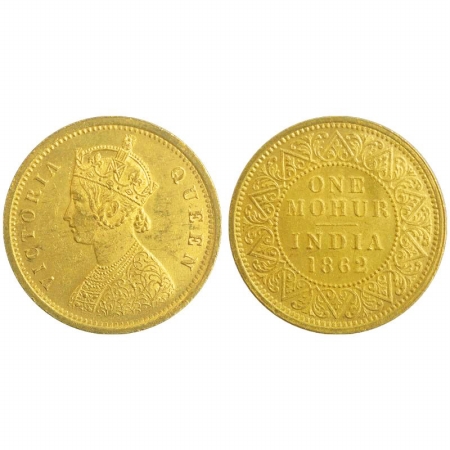 Victoria Queen, Gold Mohur, 1862, (KM 480). Extremely Fine, Rare.