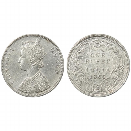 Victoria Queen, Silver Rupee, 1862, Bombay Mint, A/II/0/0. (Pr 64) Very Scarce, Very Fine