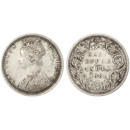 Victoria Empress, Silver 1/2 Rupee, 1881, Bombay Mint, B2/II/dot. (Pr 289) Very Rare, Very