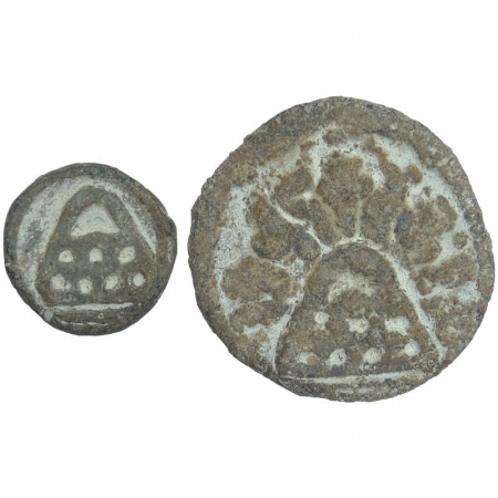 Anandas of Karwar, Chutakulananda, 1st century BC, Lead (2), 15.73 g, and 4.54 g, basket-t