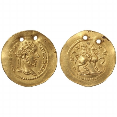 Indian imitation of a Roman gold coin (Aureus), 5.9g, c. 2nd – 3rd century AD, pierced twi