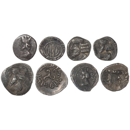 Indo Greek, Silver Drachm (4), various types and rulers, 1.6g (2), 1.8 (2).(4 coins) Very 