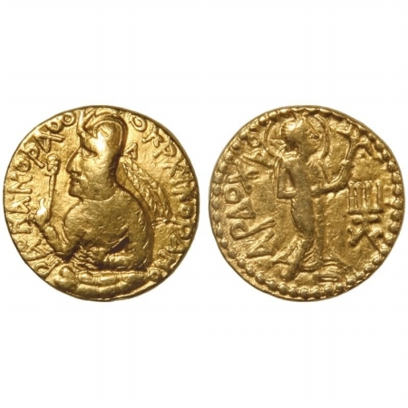 Kushan Empire, Huvishka, Circa AD 152-192. Gold Dinar, 7.9g, Mint I (A). 1st emission. Dia