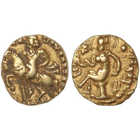 Chandragupta II, Horseman Type, Gold Dinar, 7.9g, Class I, Variety A King to left, no weap