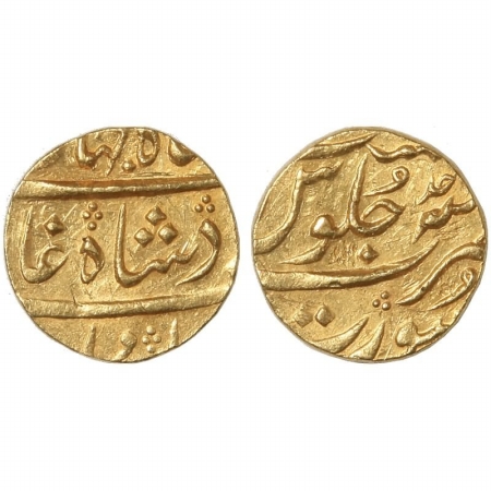 Shah Jahan II, Gold Mohur, 11.2g Mint Surat, RY Ahad, (KM 418.8). About Extremely Fine, Go