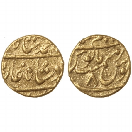 Muhammad Shah Gold Mohur, 11g, Mint Azimabad, AH 11xx, RY.8, (KM 438.30). Very Fine, Scarc