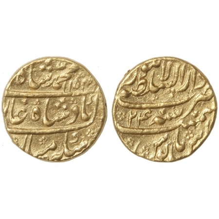 Muhammad Shah, Gold Mohur, 10.9g, Mint Dar ul Sultanate Lahore, AH 1154, RY 24, (KM 438.15