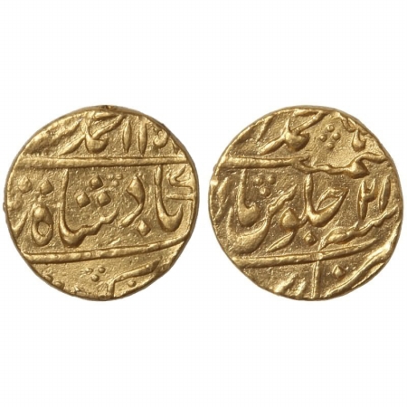 Muhammad Shah, Gold Mohur, 11g, Mint Muhammadabad Banaras, AH 115x, RY 21, (KM 438.5). Ver