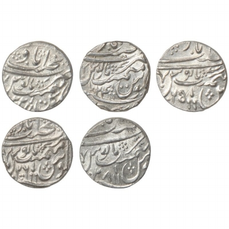 Rohilkhand, Silver Rupee (5), in the name of Shah Alam II, Mint Najibabad, RY 22, 24, 25, 
