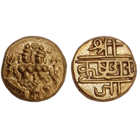 Mysore, Gold Pagoda, 3.4g, in the name of Krishna Raja Wodeyar, A. D. 1810 – 1868, obv. Sh